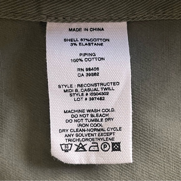 THEORY Reconstructed Stretch Twill Midi Skirt Size 2 Hidden Button Unlined - Picture 8 of 10